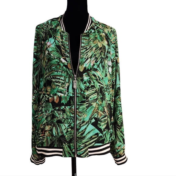 Nwot Juicy Couture Chiffon Bomber Jacket, Jungle Print, size XL - Picture 3 of 10